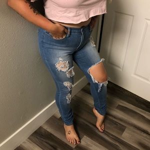 Medium Wash Fashion Nova Distressed Skinny Jeans